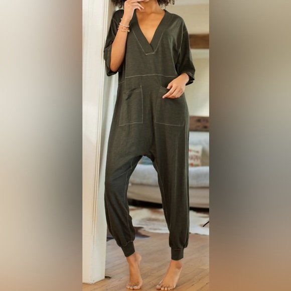 NATURAL LIFE Pants & Jumpsuits Natural Life Charlie Vneck Jumpsuit Charcoal Nwt Poshmark